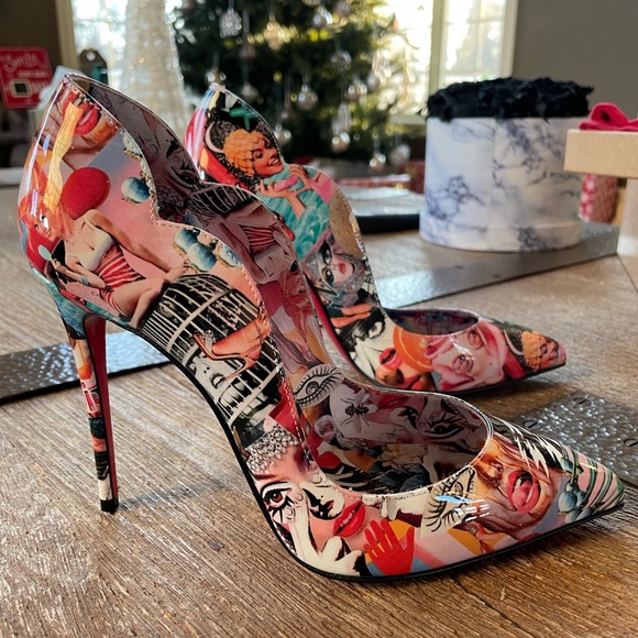 Christian louboutin hot chick xtian multi color patent stiletto sz 36 - Picture 2 of 9